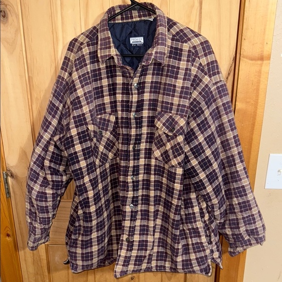Vintage Premier Quilted- Brown and Cream Flannel Shacket - Picture 1 of 6